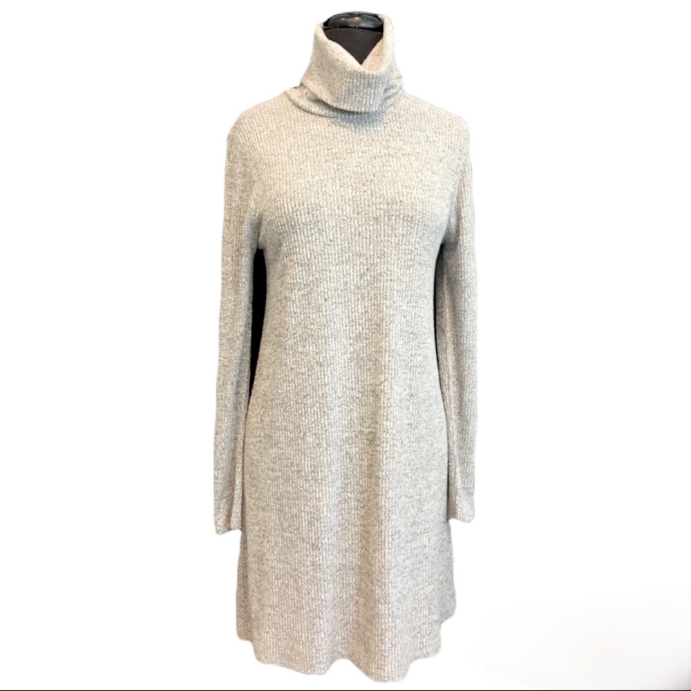NEELY Gray Cowlneck Long Sleeve Sweater Dress